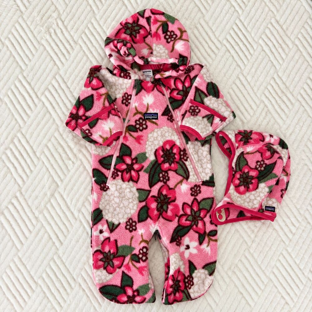 Patagonia Baby 3M Wallflower Pink Synchilla Fleece Bunting Hat Set SP11 2011